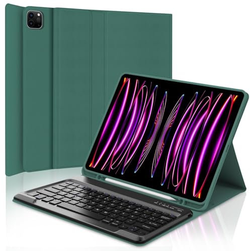 SENGBIRCH Teclado para iPad Pro 12.9, Teclado para iPad Pro 6/5/4/3 Generación, Funda Teclado Bluetooth Inalámbrico para iPad Pro 12.9 Pulgadas 2022/2021/2020/2018 (6.ª/5.ª/4.ª/3.ª Gen), Verde Oscuro