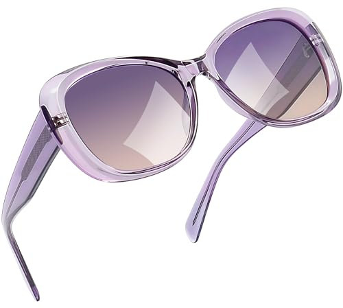 Joopin Occhiali da Sole da Donna Cateye Retro TR90 Polarizzati Occhi di Gatto Oversize Moda Vintage Occhiale da Sole (Rosa Viola Sfumato)