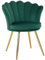 HOMCOM Fauteuil Coquillage Chaise Coiffeuse Fauteuil en Velours Fauteuil de Salon avec Pieds en métal doré pour Salon Chambre et Salle à Manger 67l x 64P x 77H cm Vert