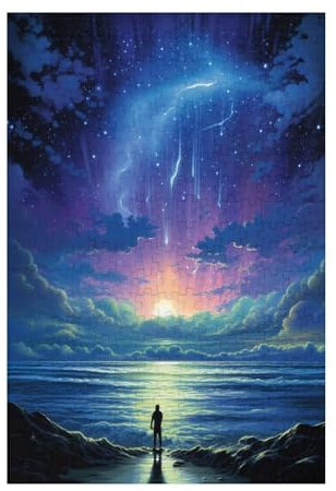 Sternenhimmel Puzzle Sonnenuntergang Puzzle Große 3000 Teile Erwachsene, Clevere Rätsel, Geschicklichkeitsspiel für die Ganze Familie, Holz Farbenfrohes Jigsaws, Geschenke für Frauen 81x122cm D-1102