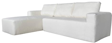 Oviala Ecksofa, 4-Sitzer, Bouclette mit Ottomane, links, naturfarben