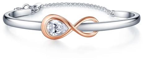 Lyniuoy Plaqué or blanc 18 Carats et or rose nœud d'amour Infini Bracelet Femme, Bijoux Femme, Romantique Cadeau Femme-Idées Uniques pour Anniversaire, Fête des Mères, Saint-Valentin, Noël