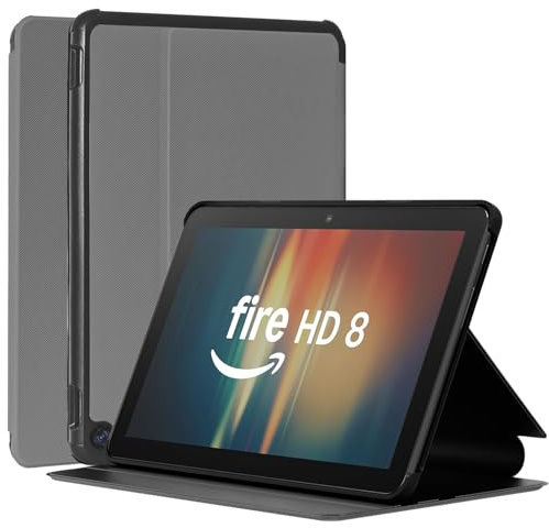 All-New 8inTablet Case, 2024/2022Release.Auto Wake/Sleep Also, with Multi-Angle Viewing Stand.Also for 8in Sony Nokia HTC8 iPad Samsung Android Tablet (Grey)