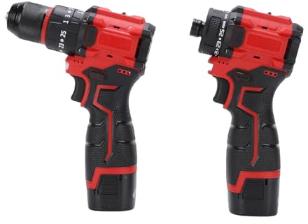 ZASCHMOY Kit Combinado de Destornillador de Impacto Inalámbrico de 16,8 V, Pequeño y Ligero, 3 Baterías de 1300 MAh, con Luz LED y Protección contra Sobrecarga, para Ensamblaje de (Enchufe UE 230V)