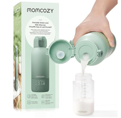 Momcozy Flaschenwärmer Baby unterwegs, schnell erwärmen | Kabellos, für unterwegs & Reisen, 500 ml Kapazität, 24x Nutzung/Akku, USB-C, BPA-frei, Grün