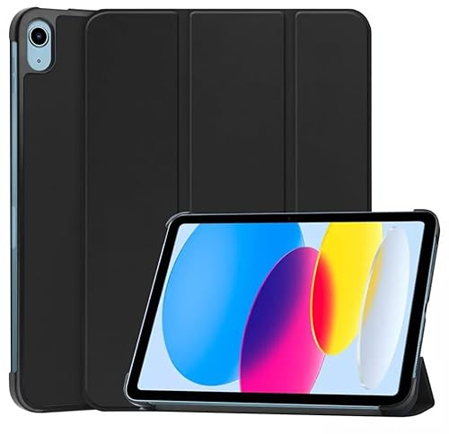 Techsuit für iPad 10 2022 und iPad 11 2025 Hülle mit 360 Schutz, Verstellbarem Ständer, Mikrofaser Innenfutter, Schlankem Design, Anti Fingerabdruck, FoldPro Series, PU Leder, Schwarz