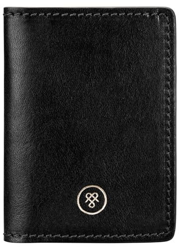 Maxwell Scott - Luxuriöses Leder-Reise-Kartenhalter - Handgefertigt aus italienischen Vollnarbenhäuten - The Vallata Schwarz