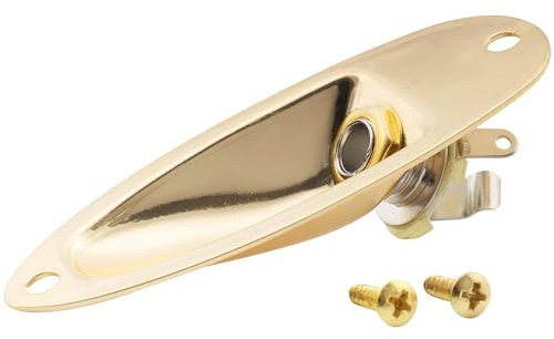 Musiclily 6,35mm Barco Placa de Salida Jack Socket Plate para Guitarra Eléctrica tipo Strat, Dorado