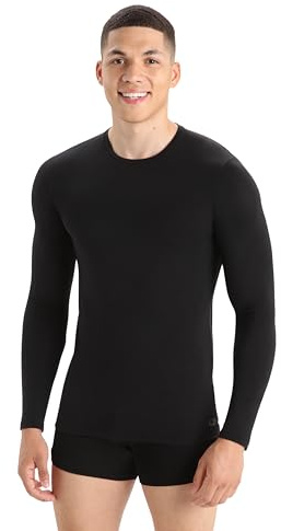 Icebreaker Merino Men's Anatomica Cold Weather Base Layer Thermal Long Sleeve Crewneck T-Shirt, Black, Small