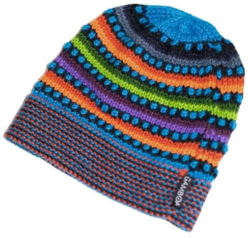 Gamboa - Hand Stricken Alpaka Cap - Unisex Alpaka Hut - mehrfarbiges Design, Mehrfarbig, Einheitsgröße