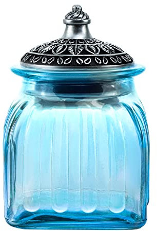 Socosy vintage en verre cristal Bonbons Bocal avec couvercle Pot de conservation Écrou Bocal Boîte à bijoux Mariage Candy Buffet de cuisine bocaux Bocal Couleurs assorties bleu