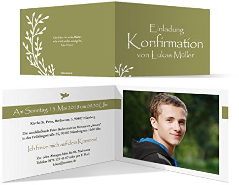 Kartenmachen.de 10 x Konfirmation Einladungskarten Konfirmationseinladungen Konfirmationskarten - Wachsende Knospen