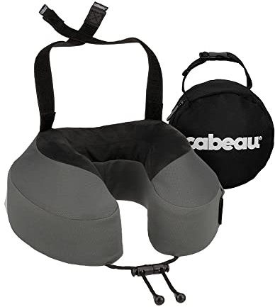 Cabeau Evolution S3 Travel Pillow – Straps to Airplane Seat – Ensures Your Head Won’t Fall Forward – Relax with Plush Memory Foam – Quick-Dry Fabric Keeps You Cool and Dry (Steel)…