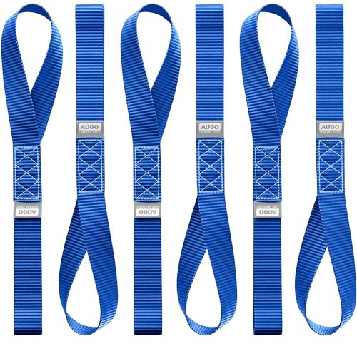 AUGO Heavy Duty Soft Loops – Pack of 6-3.8 x 43 cm Tie Down Anchor Straps for Use w/Ratchet Strap Hooks – 4500 KG Break Strength & 2250 KG Load Capacity – Great for Motorcycle, Bike, Roof Rack, Etc.