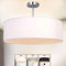 SPARKSOR Ceiling Light, Modern Fabric Pendant Light Shade, Large White Drum Lampshade, Round Pendant Lamp, for Bedroom Living Room, Flush Chrome Matt, 3 Bulb, E27