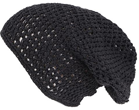 GURU SHOP Beanie, Baumwoll-Häkelmütze - Schwarz, Herren/Damen, Baumwolle
