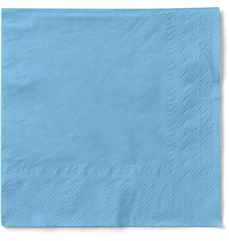 Mank Tissue-Servietten 40 x 40 cm ¼ Falz | Premium Einweg-Serviette | Dinner Serviette | Uni | Basic | 100 Stück | (Hellblau, 40 x 40 cm)