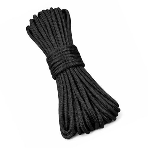 Weddecor 3mm Large Nylon Tressé Cordon pour Aluminium Store Abat-Jour, Jardinage Plante et Loisirs Créatifs,Embrayage Faisant,Réparation Nuances,5 Mètres Long, Noir - Noir, 25 Metres