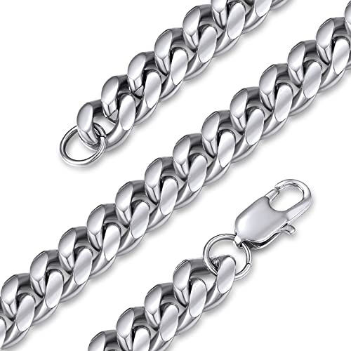 GoldChic JEWELRY Collana uomo a catena cubana miami 6-14mm in acciaio inossidabile 316L, collana acciaio uomo e donna, collana oro/nero/argento hip-hop con confezione regalo 46-76 CM