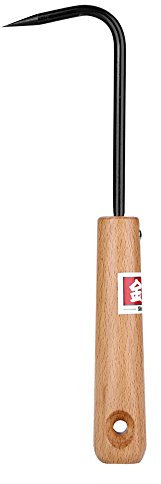 Rastrillo de selección de raíz de bonsai, gancho de raíz de bonsai de acero al manganeso con mango de madera ergonómico para jardín