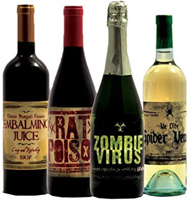 Horror-Shop Halloween Flaschen Etiketten zum Aufkleben als Gruseldeko 8 St.