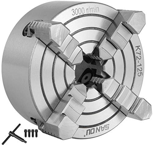 VEVOR K72-125 5 Inch Lathe Chuck Independent Reversible Jaw 125MM Metal Turning Machine Accessories for Mini Metal Lathe Machine 4 Jaw Lathe Chuck