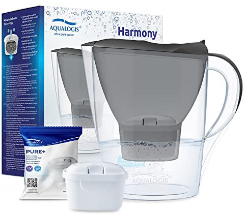 Aqualogis Carafe Filtrante, Harmony 2.6L, 1 Cartouche Filtrante Pure+ incluse (Graphite)