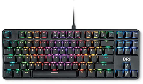 DR1TECH Raven Mechanische TKL Gaming Tastatur Für PC/PS4 mit RGB Hintergrundbeleuchtung - 87 Tasten Anti Ghosting - Ergonomische USB Tastatur mit Kabel (Internationales-Layout)