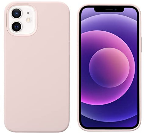 THBY Cover per iPhone 12 Mini, Custodia Antiurto Gomma Gel Silicio Liquido con Fodera Tessile Microfibra Morbida Custodia Silicone Protettiva Cover per iPhone 12 Mini. (Rosa)