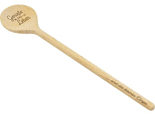 GRUSS & CO Kochlöffel Motiv Genieße| Holzlöffel, Kochlöffel aus Buchenholz, 28 cm, mit eingebranntem Motiv | Geschenk Küche, Kochen | 47813