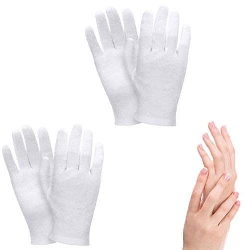 2 paia di guanti idratanti in cotone per notte notte notte ispezione cosmetica in cotone bianco panno di alta qualità eczema pelle secca sensibile irritata spa terapia sicura braccialetto taglia unica