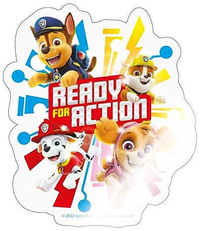 Spreadshirt Paw Patrol Ready For Action Sticker Aufkleber, 10 x 10 cm, Transparent glänzend