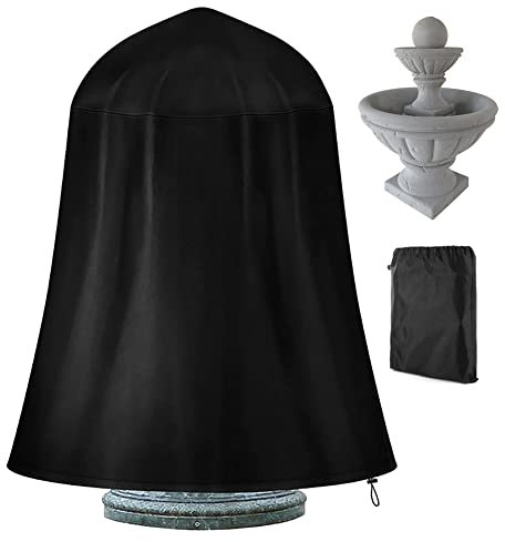 Gicov Springbrunnenabdeckung für Winter Wasserdicht Vogelbad Abdeckung Heavy Duty 420D Oxford Gartenbrunnen Statue Schutz mit Kordelzug Wetterbeständig für Outdoor Brunnen