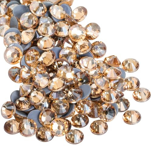 BEADSLAND Hotfix Strass,1440pcs Dos Plat Cristal Strass Artisanat vêtements Bricolage décoration,Champagne doré,SS12,3.0-3.2 mm