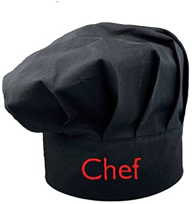 Pet-Jos Chef Kochmütze Unisex Kochmütze aus Baumwolle Küche Hotel Restaurant Gastro-Hüte Einstellbar für Kochen Schwarz