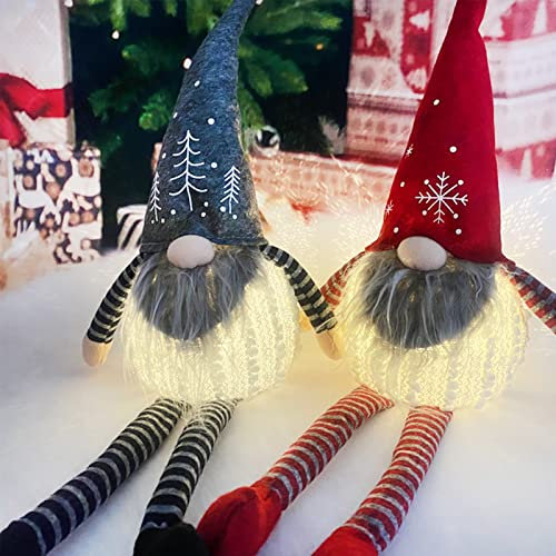 Wichtel Figuren Set, Weihnachtsdeko Wichtel, Leuchtende Wichtel Weihnachten Deko Amerikanisch, Schweden Weihnachtsbaum Dekoration Hängen Klein Mit Beleuchtet Led Für Innen Fenster Geschenke Kinder (C)