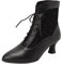 COOLCEPT Donna Vintage Victorian Stivali Cordoncino Polacchine Almond Toe Black Numero 41