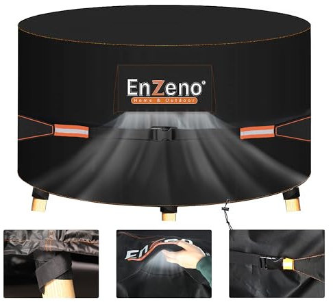 Enzeno Garden Table Covers with Vents, Outdoor Patio Furniture Cover - Large 230x100cm, Heavy Duty Waterproof 420D Oxford Fabric, Ripstop, Windproof VelcroStraps