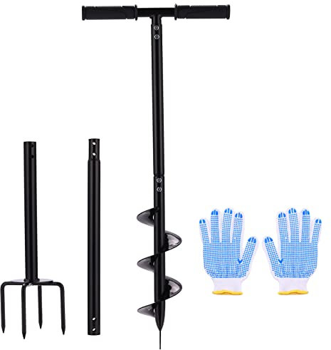 Trapano manuale 2 in 1 a coclea per fori – Trapano manuale da giardino a spirale da 113 cm per bulbi, fiori, piantine, piante da aiuola, trivella per alberi per recinzioni, cassette postali