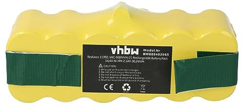 vhbw 1x batteria compatibile con iRobot Roomba 610, 590, 580, 581, 582, 583, 577, 605, 611, 614, 612, 615 home cleaner (2100mAh, 14,4V, NiMH)