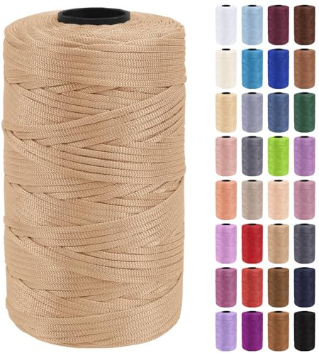 Uiopa Makramee Garn 3mm x 200m Polypropylen Flache Macrame Cord Makramee Band Makramee Schnur Farbig für Häkeln, Stricken, Dekoration, DIY Handwerk