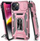 BaHaHoues iPhone 13/14 Case with Slide Camera Cover & Magnetic Kickstand, Military Grade Protective Case (Rose Gold)