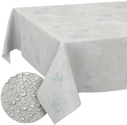 Stoff Tischdecke Tischwäsche Textil Tischtuch Baumwolle Polyester Gewebe abwaschbar pflegeleicht, in rund oval eckig Japondi Grau 180x120cm Schnittkante