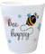 Bee Happy Blumentopf mit niedlicher Biene und Blumen EIN farbenfroher Pflanztopf für den Balkon Motiv Blumen Honigbiene Übertopf Frauen Geburtstag süßer Freude Glück
