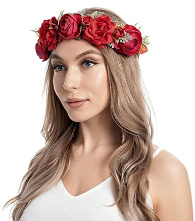 CHSEEO Blumenkranz Blumenkrone Damen, Künstliche Simulationsblume Krone Verstellbarer Girlande Photo Requisiten für Damen Braut Brautjungfern Haarschmuck Hochzeit Zeremonie Festival Party Strand #7