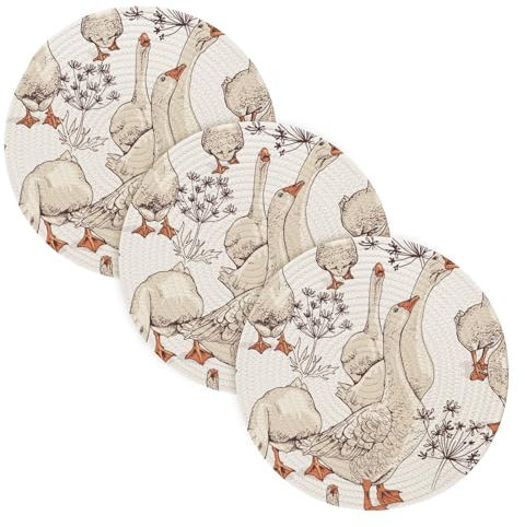 Topfuntersetzer für heiße Gerichte, 38,1 cm, Baumwollfaden, hitzebeständig, Topflappen für Sofort-Topf, Küchenhelfer, süße Gans, Gruppe, Sommer, 3 Stück