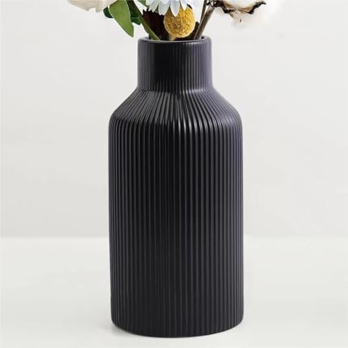 Hanaomaoyi Vase für Pampasgras,20cm Keramik Vase Schwarz Matt Rund Modern Design, Boho Vase for deko Aesthetic, Blumenvase für Wohnzimmer, Schlafzimmer Dekoration, Einfach Nordic Stil(Schwarz)