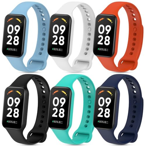 CHULN 6 PCS Correas Compatibles con Xiaomi Smart Band 8 Active, Pulsera Deportivas Adecuadas para Xiaomi Smart Band 8 Active Correas de Repuesto de Silicona