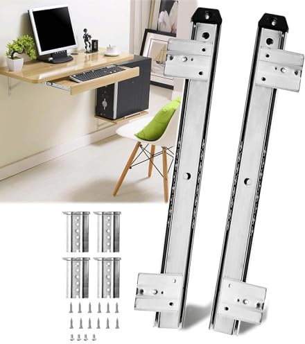Guide Scorrevoli Per Cassetto O Ripiano Porta-tastiera, Binari Cassetti, Guide A Sfera Per Vassoio Scorrevole Sotto Scrivania Computer, Nero, Argento, Estraibili Per Mensola