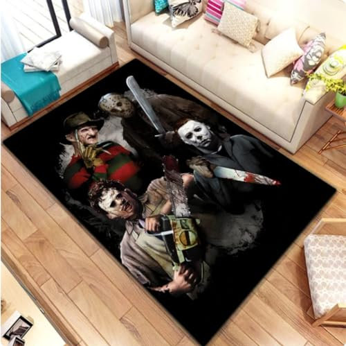 CUTSKY Teppich Horror Film Gedruckter Bereich Teppich Yoga Matte Teppich für Wohnzimmer Esszimmer Schlafsaal Schlafzimmer Home Decor 140x200cm